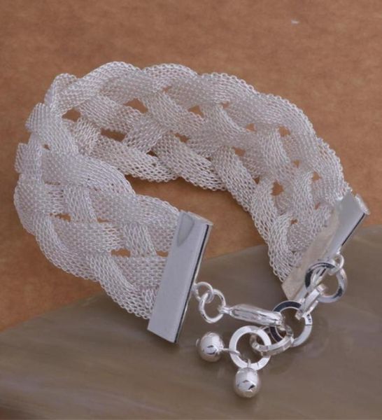 

with tracking number 925 silver bracelet big braid bracelet silver jewelry 10pcslot 160080706338779409, Black