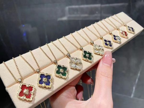 

italy brand designer luxury clover pendant necklaces for women retro vintage 18k gold enamel choker necklace double side party wedding jewel, Silver