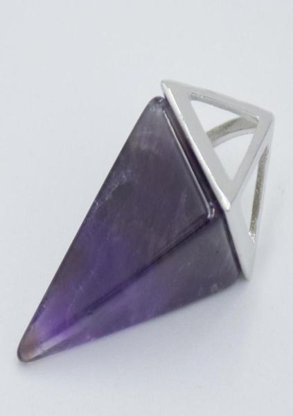 

pendant necklaces fashion reiki chakra square pyramid cone pillar pendulum natural howlite stone lapis crystal necklace european j1828744, Silver