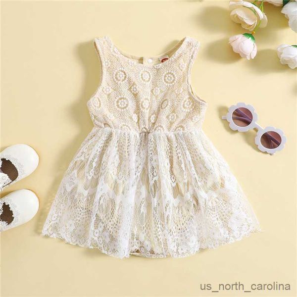 

girl's dresses newborn baby girls summer romper dress clothes casual floral cutout sleeveless jumpsuit ruffle playsuits r230815, Red;yellow