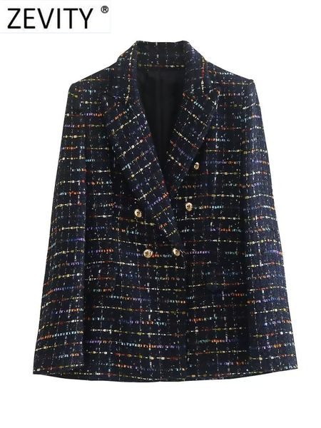 

womens suits blazers zevity women vintage notched collar colorful ribbon plaid tweed woolen blazer coat female outerwear chic suits veste c, White;black