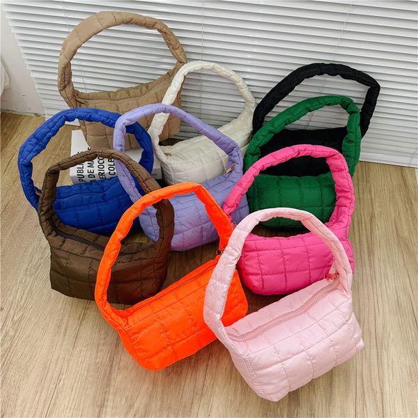 

teenagers bubble clouds handbags fashion children checkerboard quilted alar bag big girls weaving one shoulder dumplings bags s0364v, Black