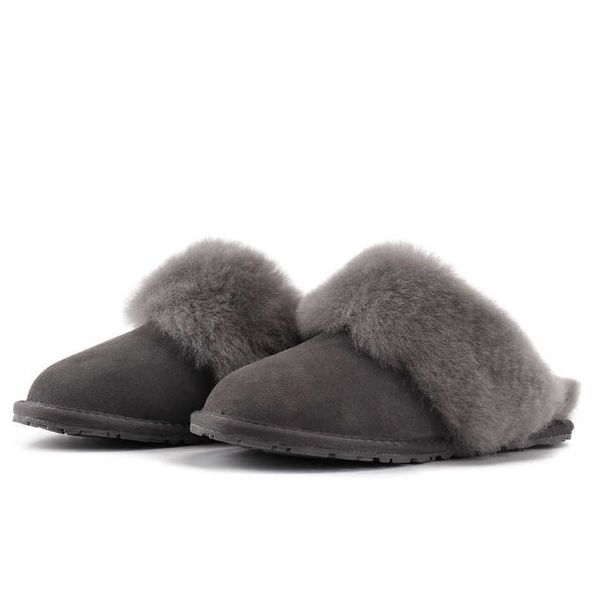 

designer wool slippers australia winter booties slides suede with fur shearling scuffs plush sandal indoor classic mens women sports sneaker, Black