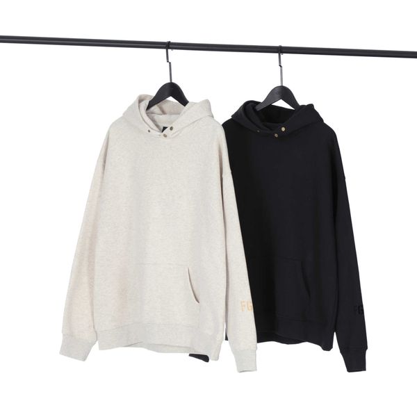 

ess hoodie correct version fog essentials 22 autumn/winter new color cream white hooded sweater men's and women's plush, Black