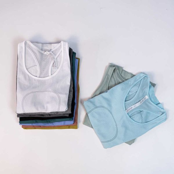 

yoga lulu bra1.0 pure cotton sleeveless vest mesh women sports tank gym wear workout clothing sporty t-shirt for fitness lemon