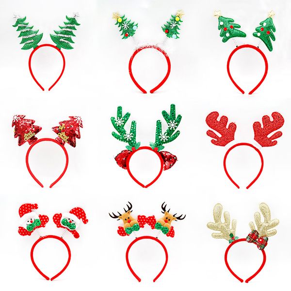 

christmas decorative hair hoop buckle deer horn snowman head hoop christmas party decoration and children's headwear, Slivery;white