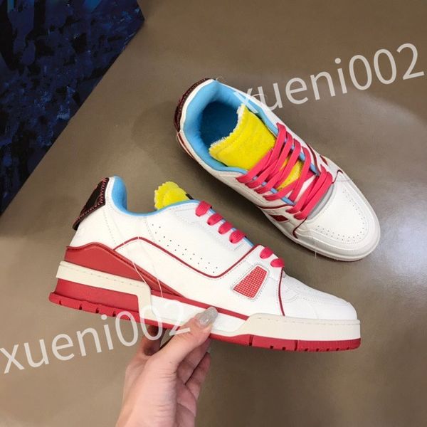 

2023 new luxury designer sneakers women shoes classic calfskin sneakers casual style leather trainers lace-up sports train shoes size 39-44, Black