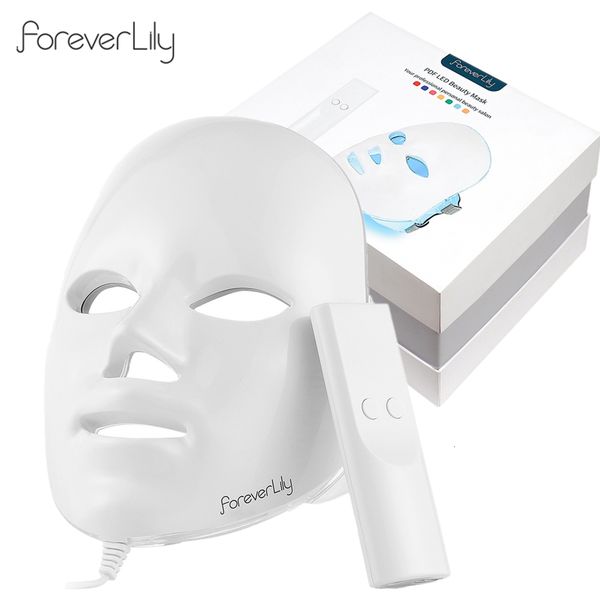 

face massager foreverlily gift box 7 colors led mask pon therapy brightening face skin rejuvenation acne care tools anti-wrinkle 230815