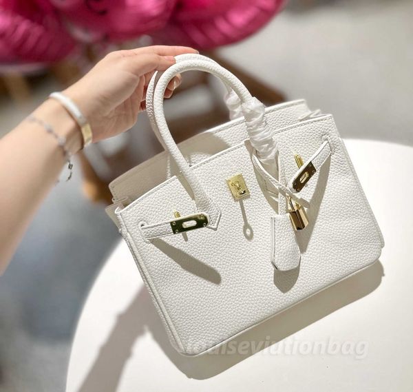 

tote bag large handbag women shoulder bags shopping cowhide grain genuine leather silver stamped lock fashion letter birkin handbags high 25