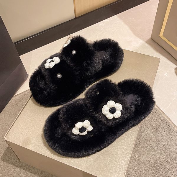 

women plush slippers black indoor thermal shoes eur 36-40