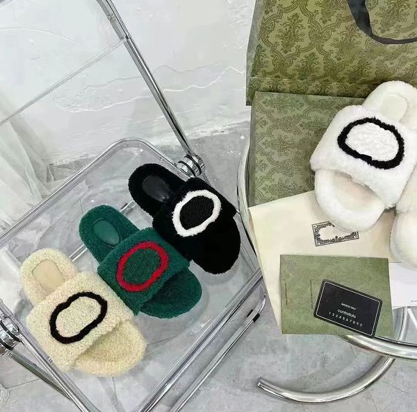

designer slippers woman sandals wool slipper fur furry slide coralvet soft slidid with interlocking sliding thick sole sandal, Black