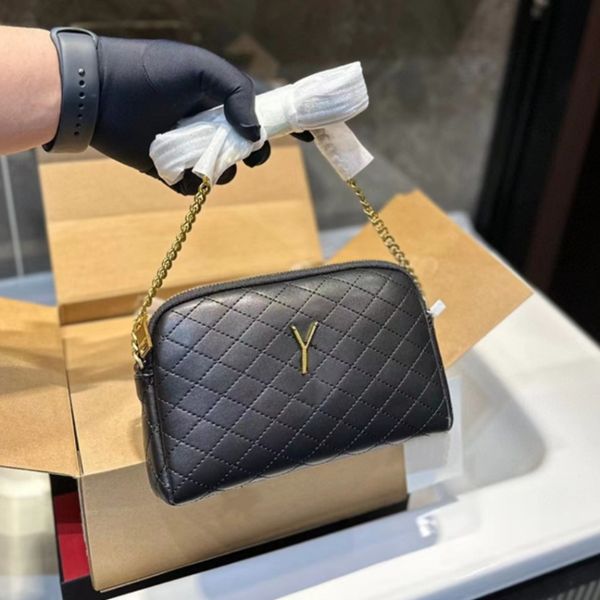 

2023 mini shell shoulder bags woman designer bag check crossbody chain bag tiny lady purse leather gold letters 5a