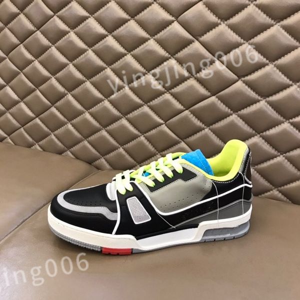 

2023 new luxury designer sneaker virgil trainer casual shoes calfskin leather abloh white red blue overlays platform low sneakers size 39-44, Black