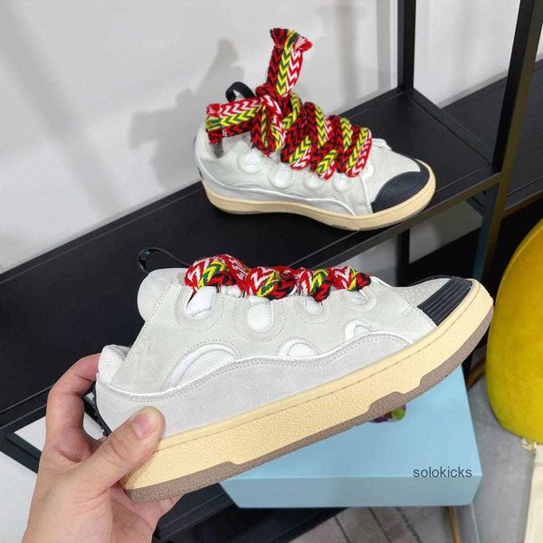 

lanvinly designer sneakers casual shoes leather curb sneakers fashion bread shoe lace up breathable trainers 8y45