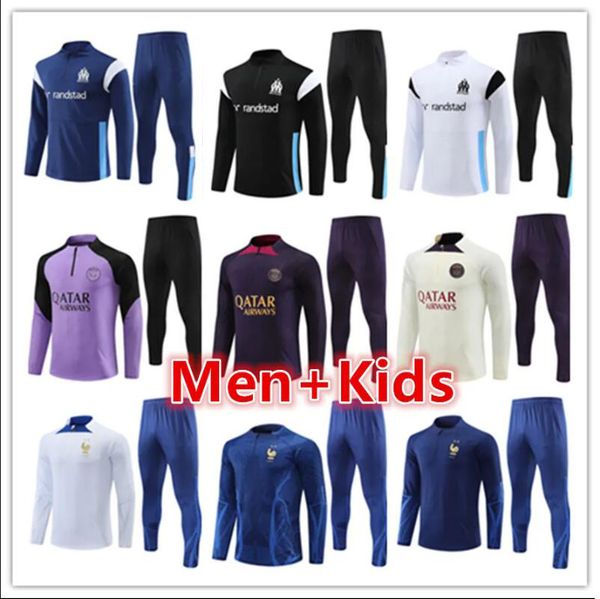 

22 23 24 psgs mens kids soccer tracksuit jersey kit 2023 2024 paris mbappe men football jerseys training suit tracksuits jacket set chandal, Black