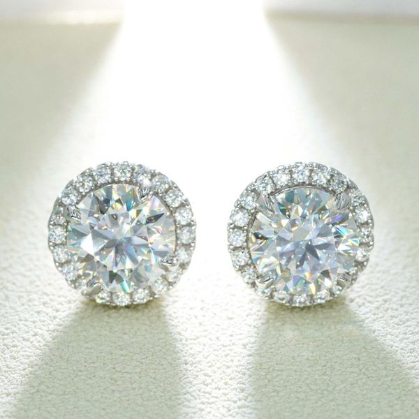 

passed test 8mm vvs moissanite earrings studs 925 silver gold plated bling studs earrings nice gift for friends, Golden;silver