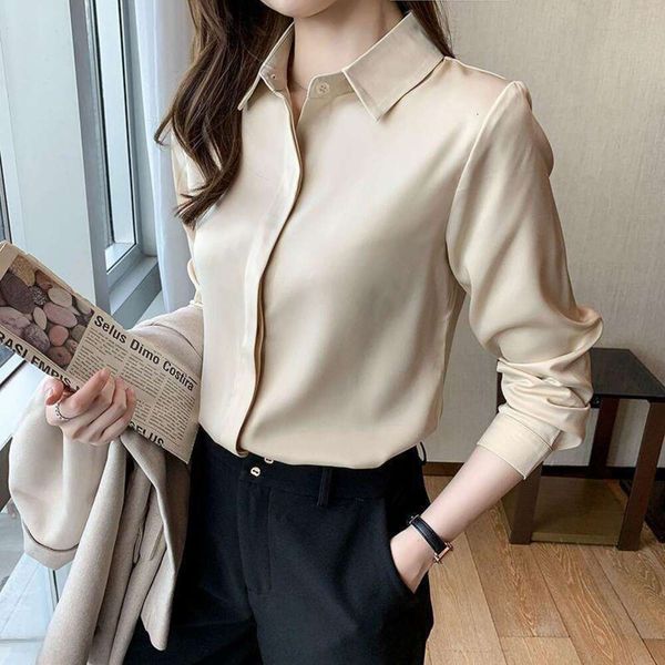 

silk shirt feminine long sleeved professional wear spring and autumn white niche design for women