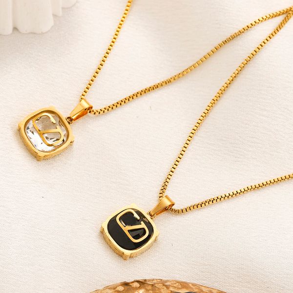 

simple designer necklace letter pendant chain jewelry women 18k gold silver plated chain pendants valentine's day engagement party jewe
