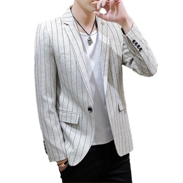 

2020 new white mens striped suit jacket black gray blue suit blazer fashion casual jackets and coats size s-4xl man 260x, White;black