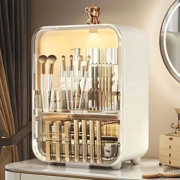 

1pc cosmetic storage box ,light luxury style dustproof large capacity deskdress, ing table acrylic lipstick skin care product storage rack