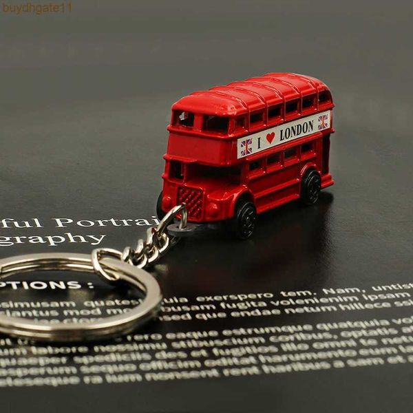 

60ax key rings creative 3d pendant uk gift red mailbox phone booth double decker bus keychain, Slivery;golden