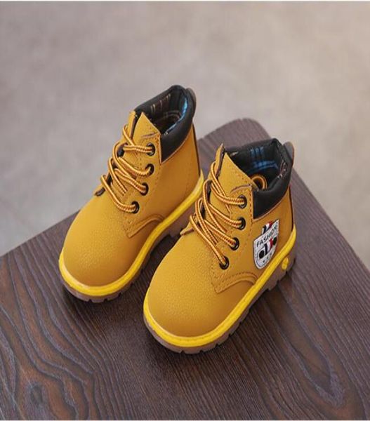 

kids baby martin boots autumn winter childrens shoes high outdoor sneakers leather boys girl baby snow boots size 21305130650, Black