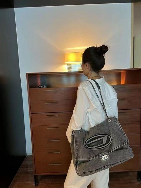 

designer handbag original quality tote denim fabric dingdang bag luxury womens designer purses channel chain travel handbags totes dieselhan