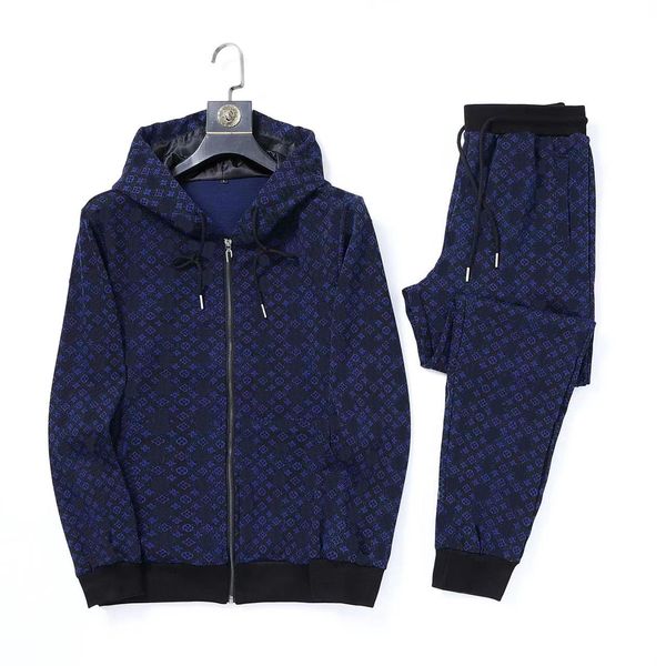 

designer printed sportswear men warm two pieces set loose hoodie sweatshirt pants sets hoodie jogging-v0, Gray