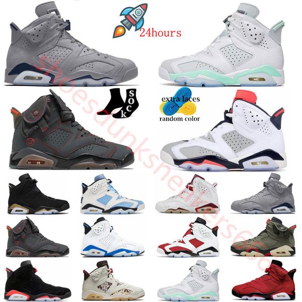 

basketball shoes 6s jumpman 6 chrome cool grey midnight navy georgetown maroon black men infrared unc mint foam white red oreo electric gree