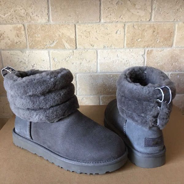 

20-34 sizes little kid infant australia mini boots child fluff quilted cuff suede sheepskin ankle boot wgg faux fur shearling lined winter b, Black