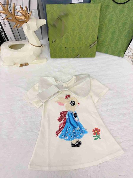 

luxury designer baby clothes short sleeve kids dress baby lapel dress size 80-140 cm summer cartoon rabbit pattern printing skirt july10, Red;yellow