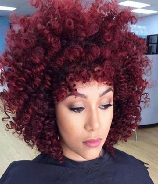

10cm 4 inch afro kinky curly synthetic wigs hightemperature fiber wig simulation human hair pelucas xp93768648254, Black