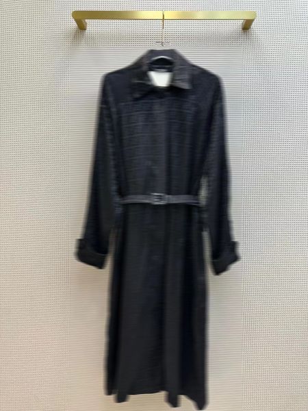 

new autumn fashion single breasted letter pattern long dress coat women's black color turn-down collar pockets belt a-line long jacket, Black;brown