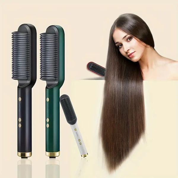 

professional hair straightener brush with negative ion technology for fast heating and anti-scald protection, Black
