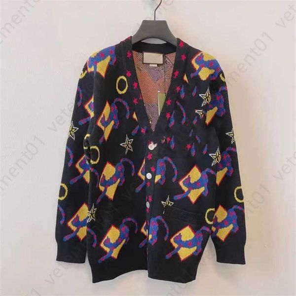 

23ss knitted sweater womens cardigan designer jacket double letter jacquard pattern color blocked lopo lapel design blended yarn long sleeve, White;black