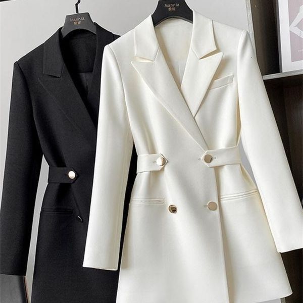 

womens suits blazers white womens suit jacket spring fashion chic double breasted slim suits with belt vintage office blazer for women elega, White;black