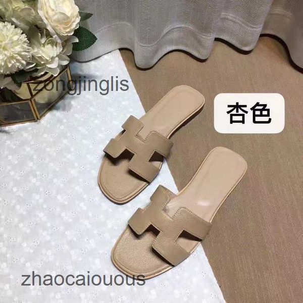 

summer slippers oran baida sandal herm bear slipper designer shoes 2023 women's color matching leather flat sandals for tourism litchi