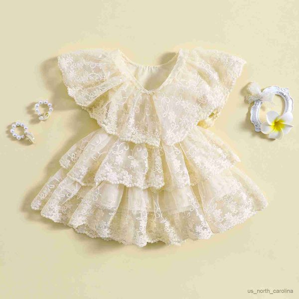 

girl's dresses baby girls casual princess dress flying sleeve floral tiered ruffle dress summer clothes r230816, Red;yellow