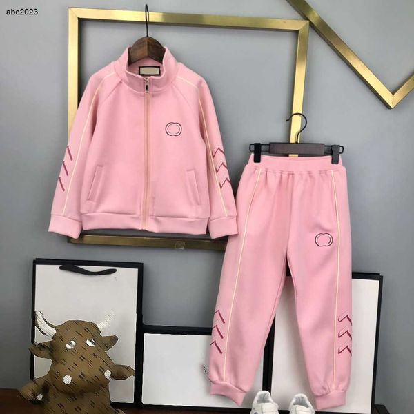 

new designer baby suits autumn set tracksuits size 110160 cm 2pcs solid color zippered long sleeved jacket and sports pants july2, White
