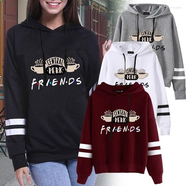 

women's hoodies women friends tv show hooded sweatshirt long sleeve coffee printing casual pullover hoodie sudadera mujer vintage hodie, Black