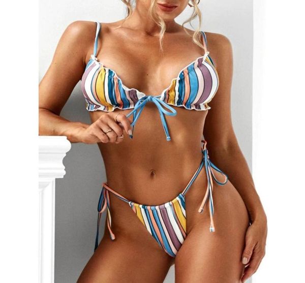 

stripe bikini 2021 low waist swimsuit women swimwear female push up set swimming wear for bathing suit g3 women039s1012583, White;black