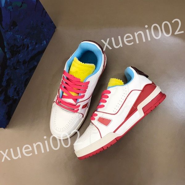 

2023 luxury designer sneakers women shoes classic calfskin sneakers casual style leather trainers lace-up sports train shoes size 39-44 rd10, Black