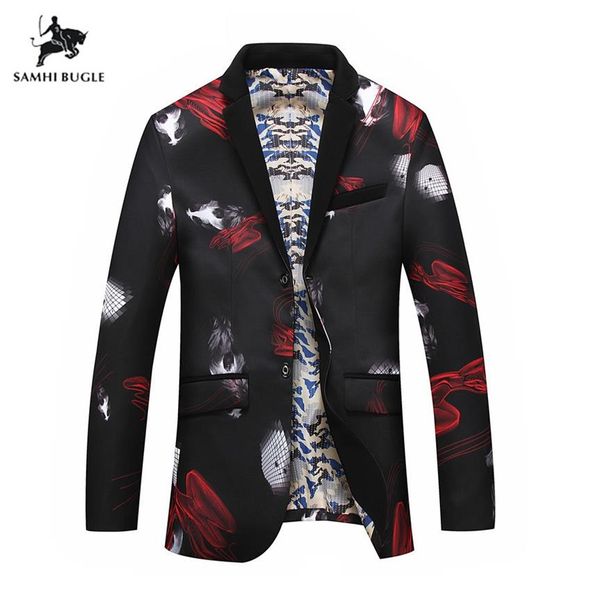 

men blazers 2018 brand clothing autumn fashion print mens blazer jacket plus size 5xl 6xl 7xl 8xl blazer hombre3209, White;black