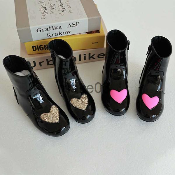 

boots winter girls snow boots genuine leather warm plush children' casual boots fashion gold pink heart cowhide kids party shoes j2308, Black;grey