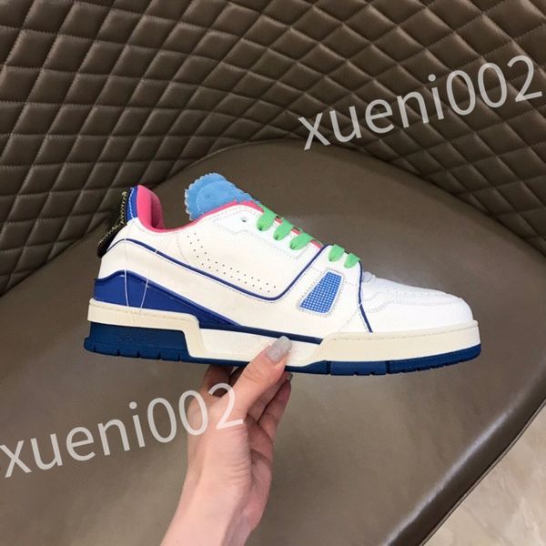 

new luxury designer sneakers women shoes classic calfskin sneakers casual style leather trainers lace-up sports train shoes size 39-44 rd101, Black