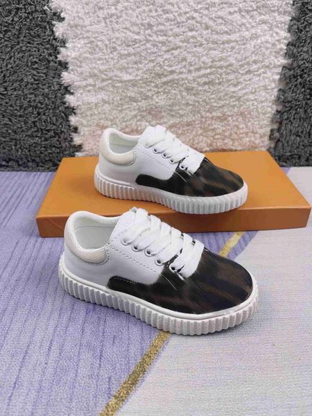 

23ss kids casual shoe child sneakers canvas and leather stitching design size 26-35 children's shoes box protection shipment july10, Black;red