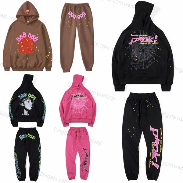 

designer kanyes spider 555 hoodie tracksuit jacket spi5er 555 fashion streetwear printed hoody men's and women's couple's swe, Black