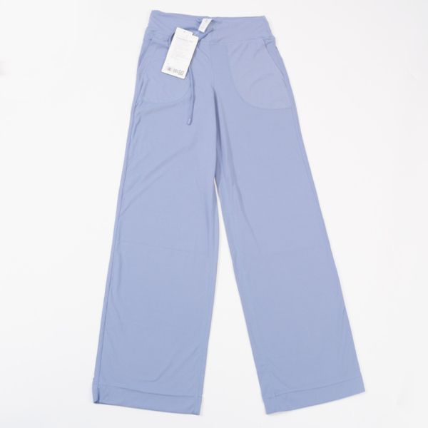 

yoga wear lycra wide-leg pants lu women's sports high-waisted pants nylon high elastic double brushed straight tube double pockets