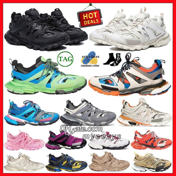 

luxury brand designer men women casual shoes track 3 3.0 triple s white black pink grey beige gomma leather trainer nylon printed platform t