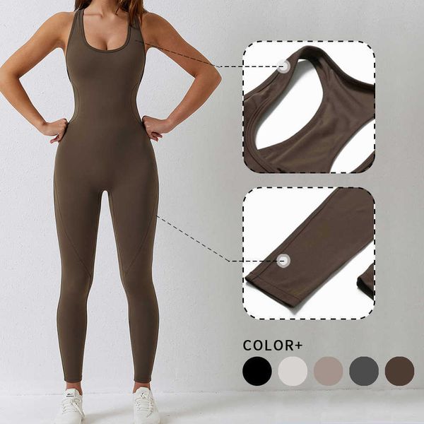 

lulu hollowed back yoga jumpsuit sport outfit for women bodysuit suits for fitness set workout tights sportswear for gym